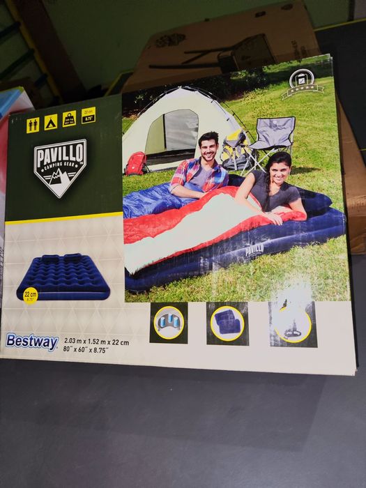 Матрац надувний BestWay Pavillo велюр Синій 152 х 203 х 22 см (67374)