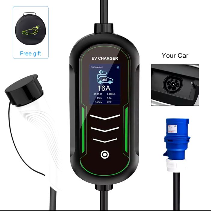 Нова, потужна зарядка для єлектромобілів Tesla/Type1 GBT 7 кВт 32 а