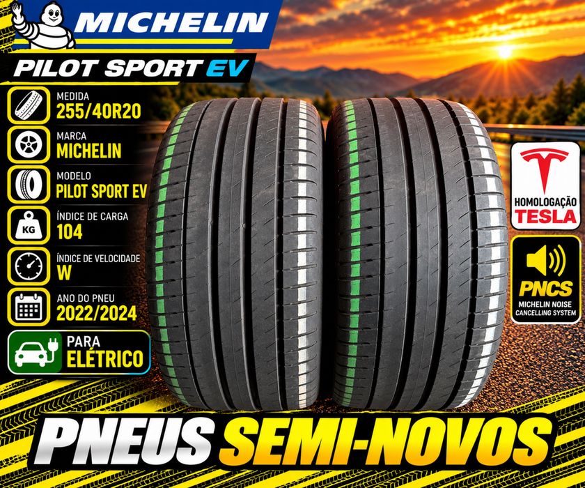 Pneus 255/40/20 Michelin Homolgacao tesla todos iguais impecaveis
