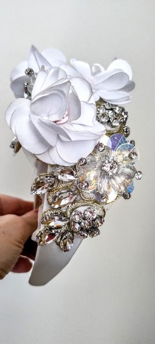 Opaska,wianek,ozdoba na głowę, glamour, ślub, bal