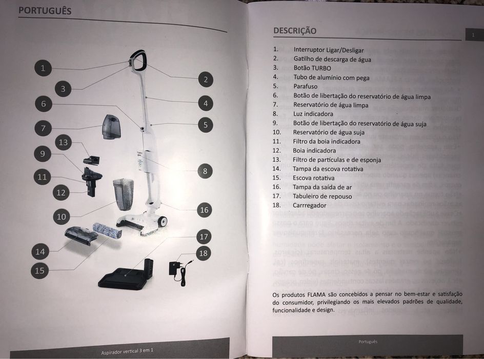 Aspirador Vertical FLAMA 1690FL Água 3 em 1
