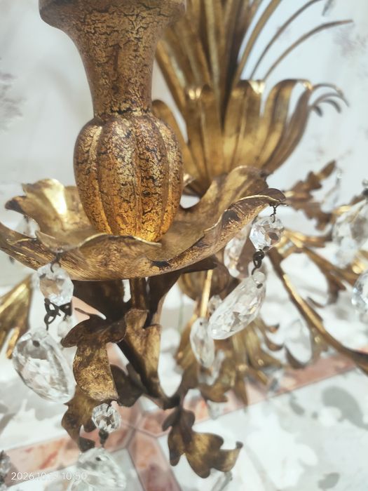 Candeeiro aplique de Parede Vintage Dourado com Cristais