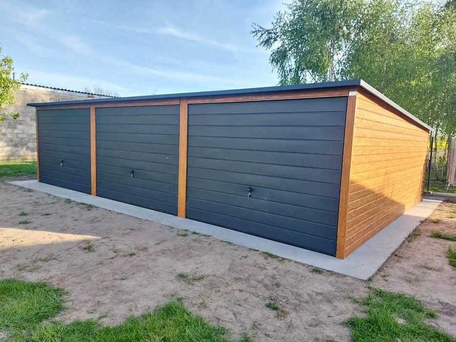 Garaż blaszany PREMIUM 6x5 drewnopodobny / RAL