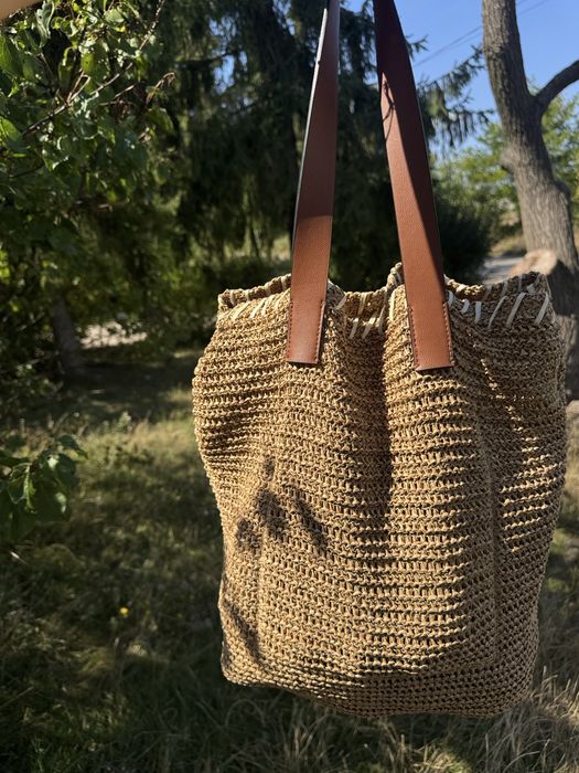 Сумка шопер Zara довгий ремінець плетена