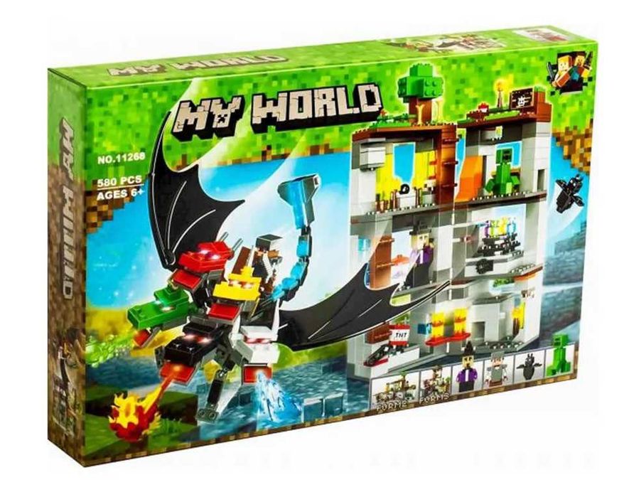 Klocki My World Minecraft Duży Czarny Smok Endu 580 el. z PL w 24 hour