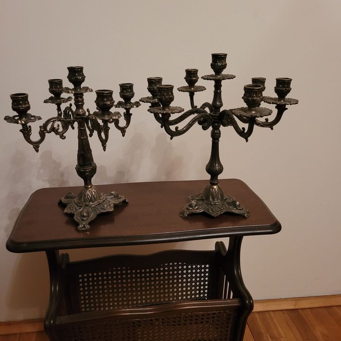 Świecznik mosiądz brąz pięcioramienny siednioramienny