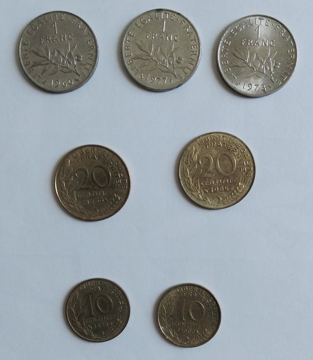 Conjunto 7 moedas antigas França
