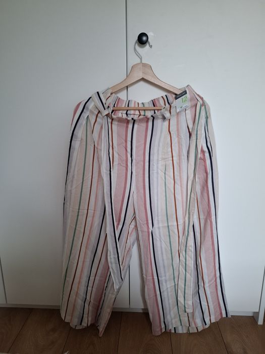 Nowe wiskozowe kolorowe spodnie 3/4 Primark rozmiar 12