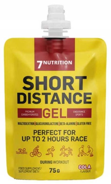 7Nutrition SHORT DISTANCE Gel ŻEL Energetyczny Smak COLA / Do 2 godzin 16 sztuk