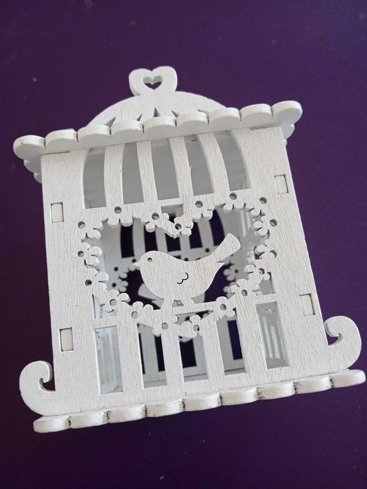 Mini Gaiola Passarinhos (Porta Alianças) de madeira