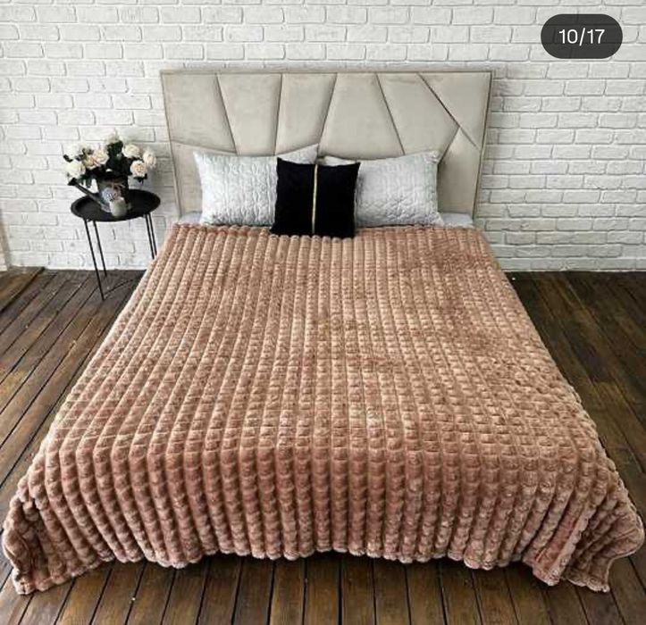 Топ! Якісний плюшевий плед "Колівська мікрофібра" смужка 2 см