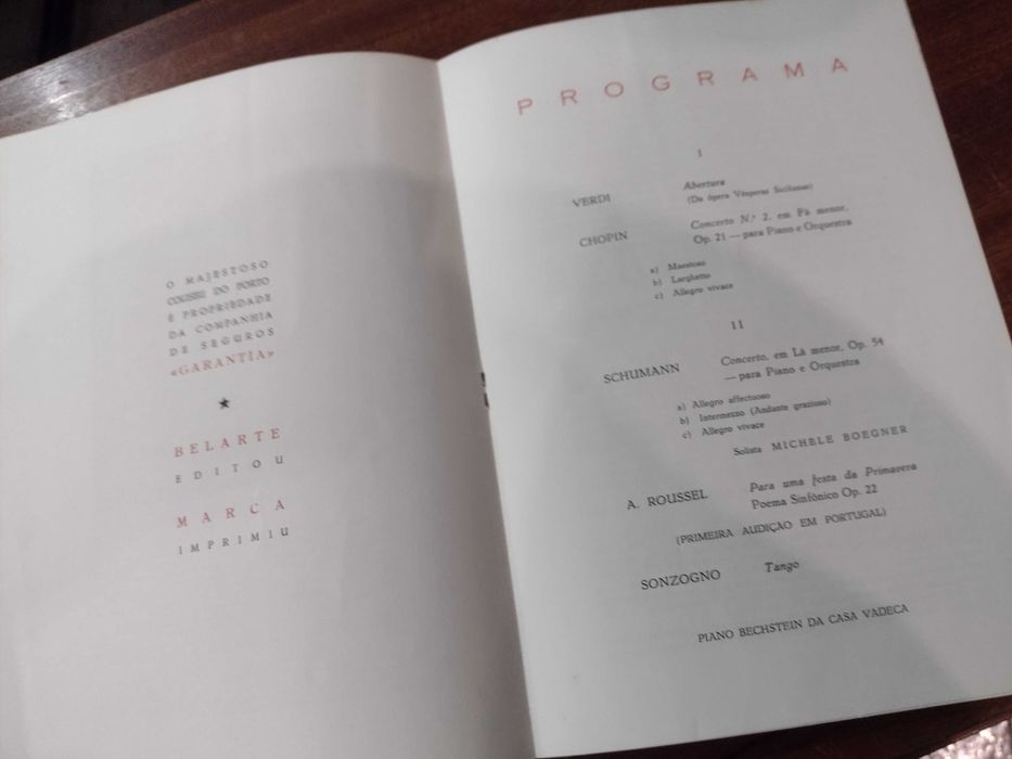 Livro Programa Pianista Michèle Boegner Autografado 1959