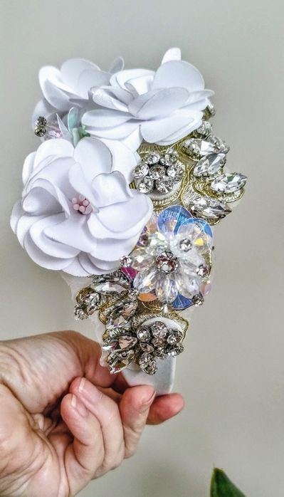 Opaska,wianek,ozdoba na głowę, glamour, ślub, bal