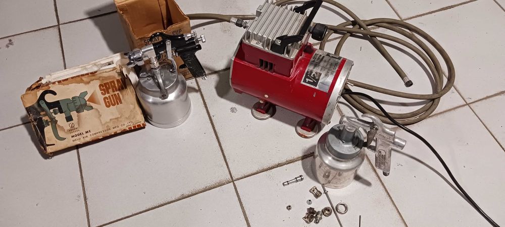Compressor e pistola Meiji de pintura