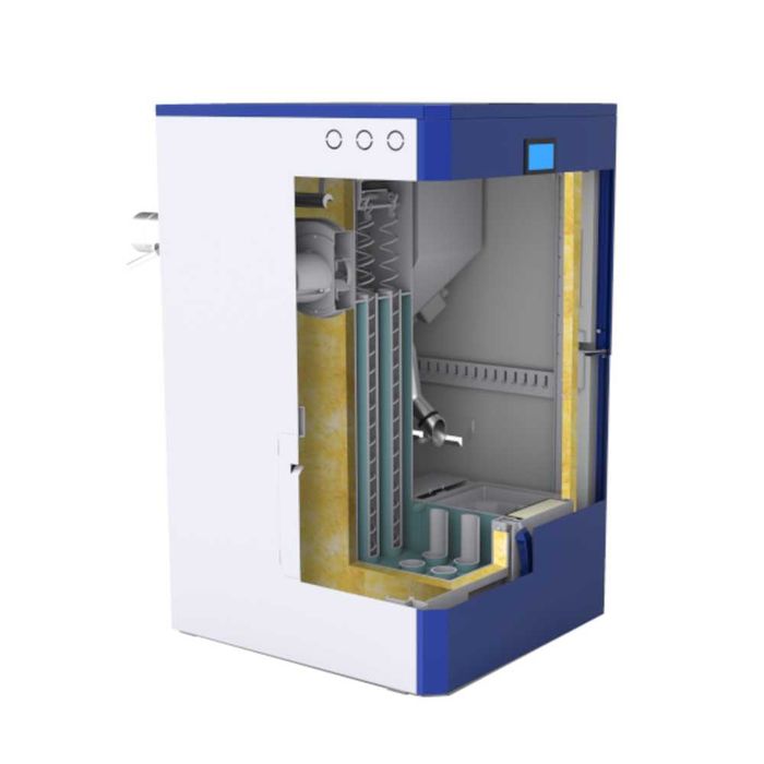 Kocioł, piec na pelet Zębiec PERŁA 20 kW - kompaktowe wymiary