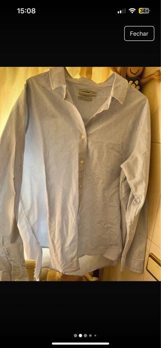 Camisa Quebramar riscas azuis e brancas xl
