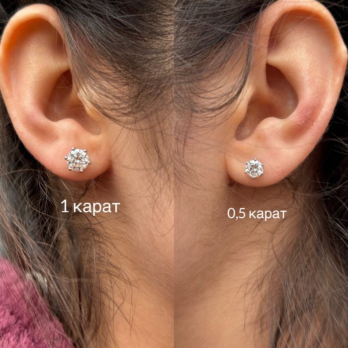 Сережки з муассанітами 1, 2 та 4 ct