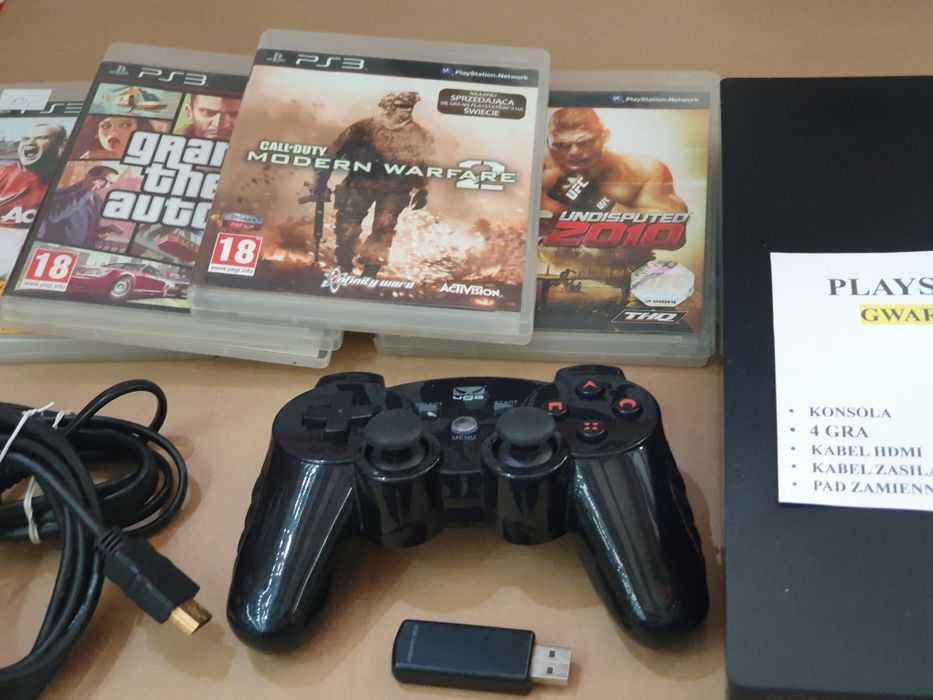 PlayStation 3 150GB + HDMI + 4 gry, stan DBD_ SKLEP STRUMIEŃ