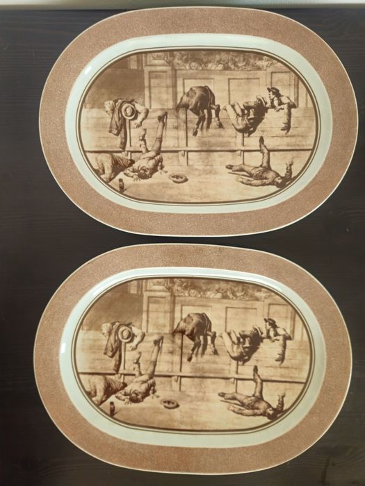 2 Travessas SPAL porcelana antiga 39×28cm – Tema Tourada