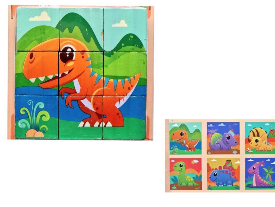 Klocki drewniane układanka dinozaury