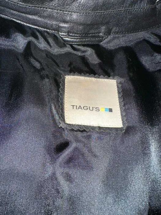 Casaco blazer preto em pele verdadeira Tiagu's