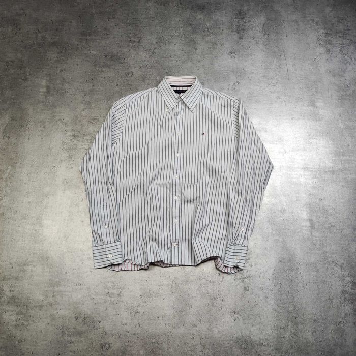 MĘSKA Koszula Elegancka Paski PREMIUM Bawełna Klasyk Tommy Hilfiger