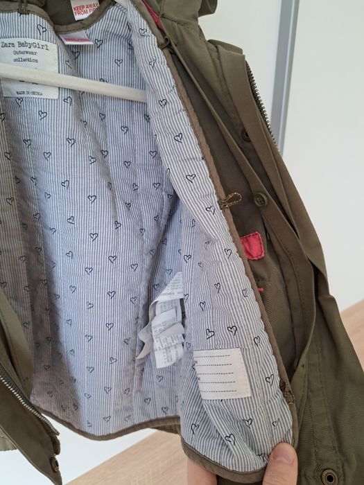 Zara kurtka wiosenna dziewczęca parka 86/92 khaki wiosna lato