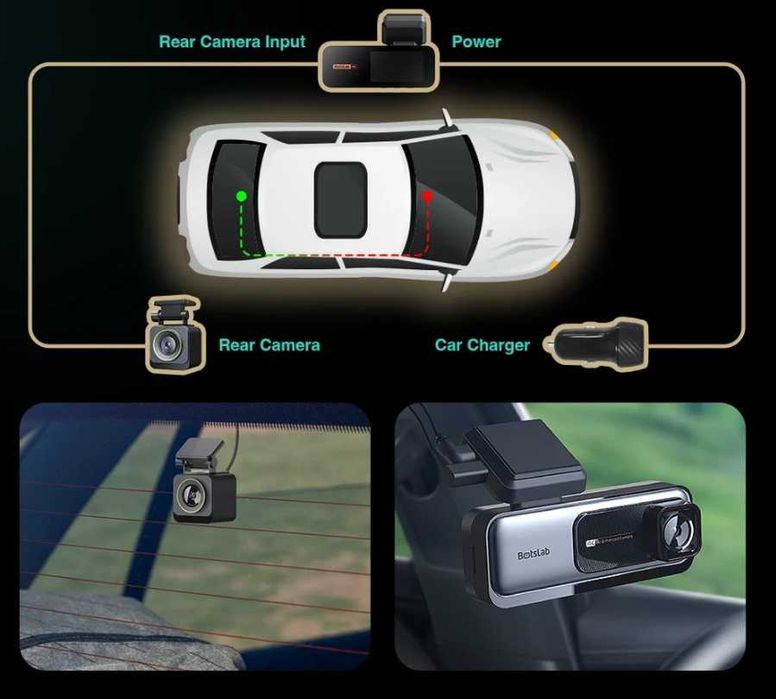 Dashcam frontal 4K + câmara traseira GPS e Wi-Fi - 360 | Botslab G980H