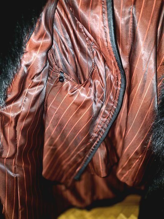 Шуба мутон кожа песец мех