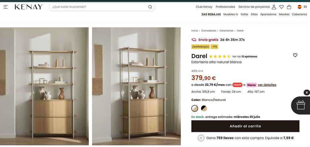 Estante Darel Kenay Home — Natural e Branca