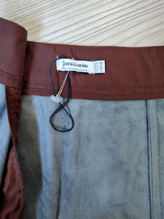 Czekoladowa spódnica Stradivarius 34 nowa skórzana