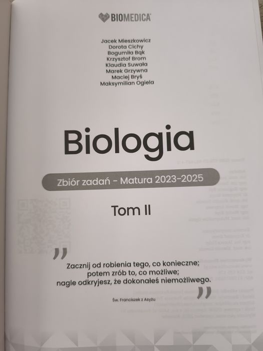 Zbiór zadań maturalnych biologia biomedica tom II