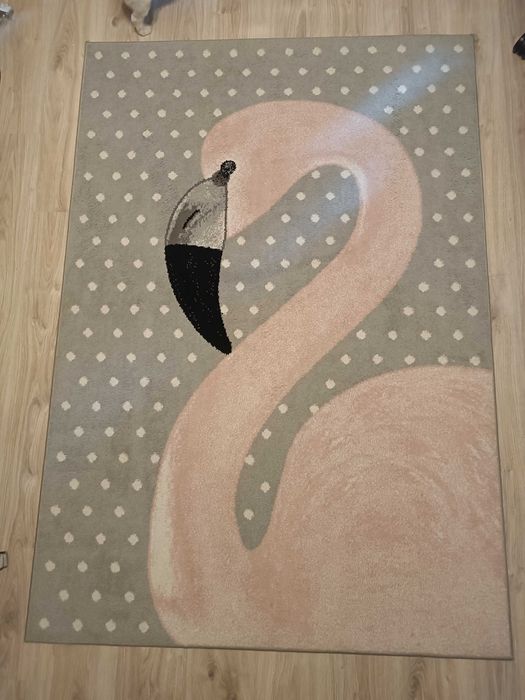 Dywan dziecięcy Flaming szary+różowy 133x193