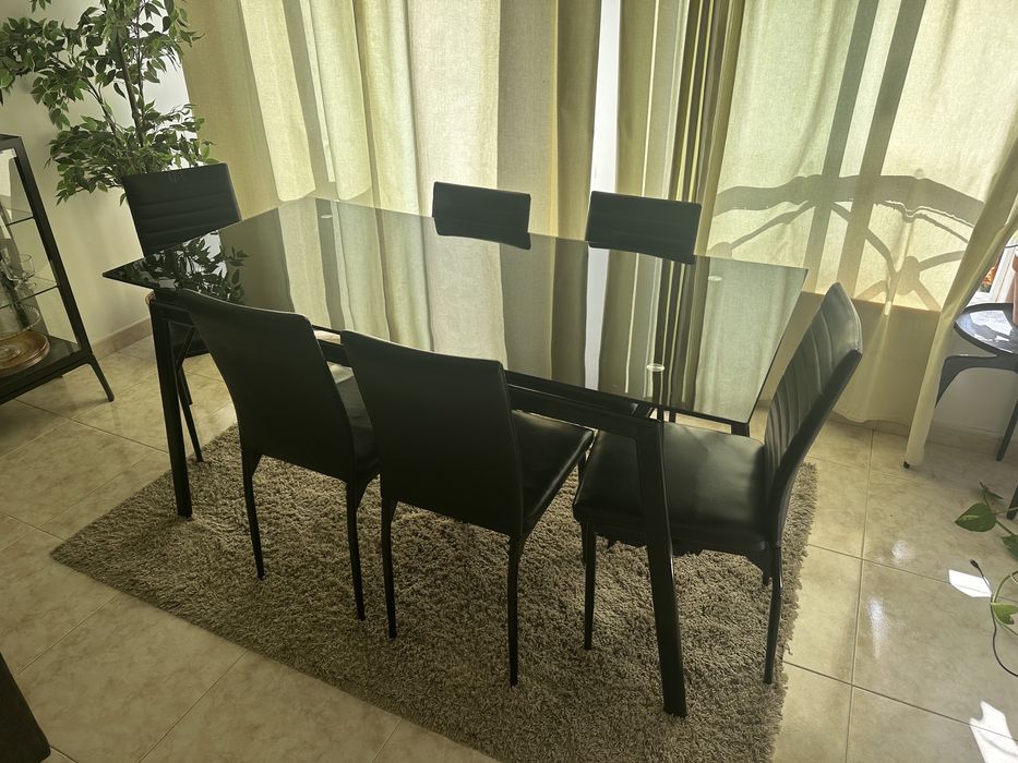 Mesa vidro preta