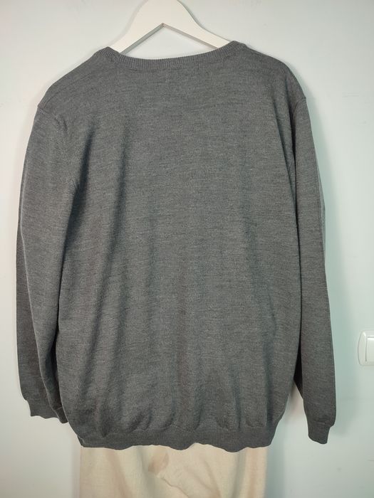 Sweter Męski Hawkshead Rozmiar L 100% Wełna Merino Extra Fine Grafitowy Szary Klasyk