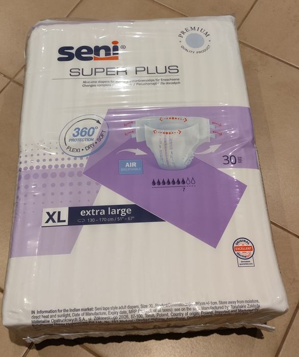 Pampersy Seni super plus XL