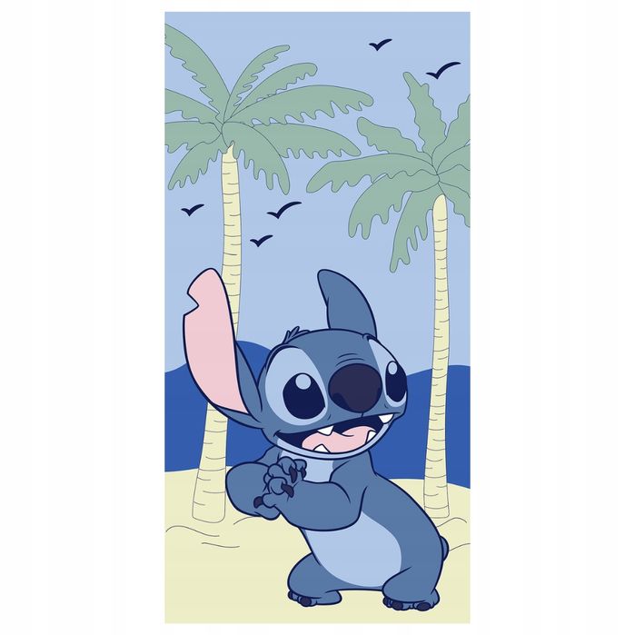 Ręcznik Dziecięcy Stitch 70X140 Palmy Plaża Niebieski Na Basen