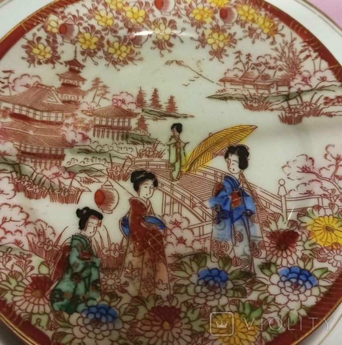 Набор тарелок Три подруги, 6 шт, императорский костяной фарфор, Япония