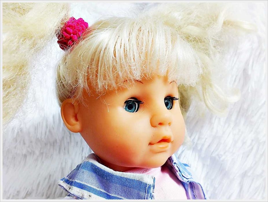 Stara lalka z PRL gadająca w ubranku 33cm SIMBA - Toys Kolekcjonerska