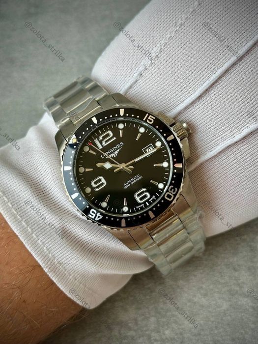 Чоловічий годинник дайвер LONGINES HYDROCONQUEST L3.841.4.96.6 41/44мм