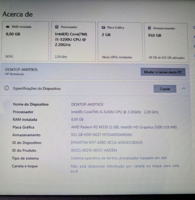 HP Notebook Intel Core i5-5200U AMD Radeon R5 M330 15.6"