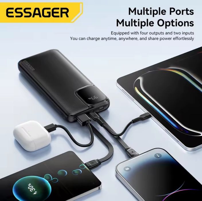 Повер банк. Power bank Essager 20000mAh.  Быстрая зарядка. Швидке заря