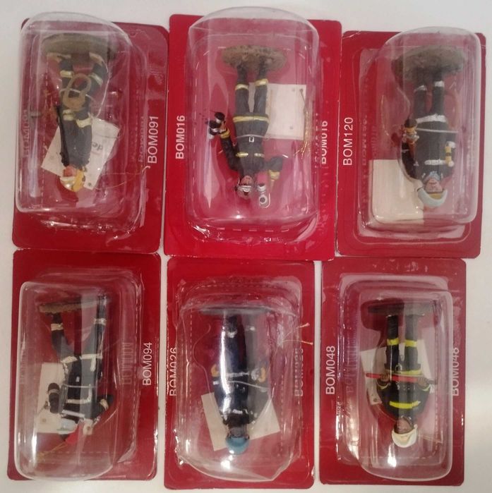 Figuras Bombeiros em chumbo, bonecos escala 1:32