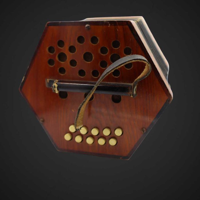 Stara koncertina  mały akordeon guzikowy drewniany b5/062965