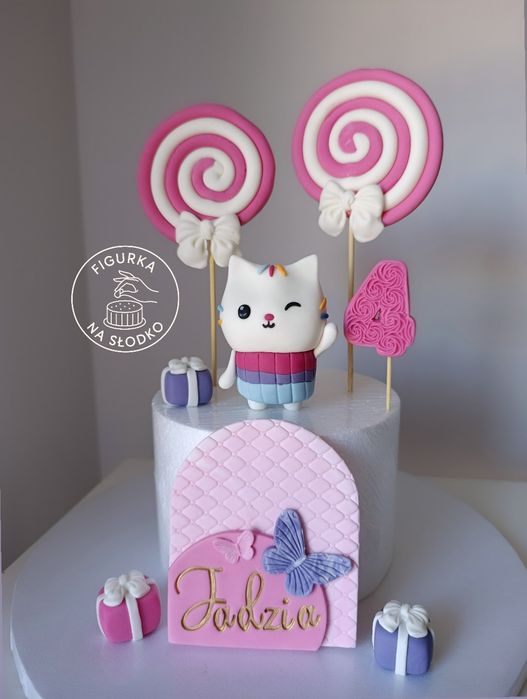 Łakotek koci domek Gabi figurka z masy cukrowej na tort