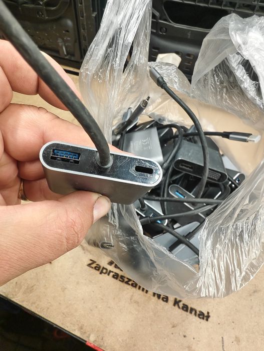 Aluminiowy Hub Adapter USB-C 4w1 | HDMI, VGA, USB 3.0, PD | NOWY