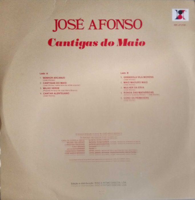 José Afonso	- - - - -		Cantigas do Maio	- - - - -	LP