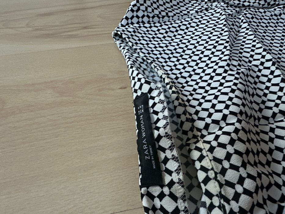 Zara woman damska bluzka elegancka biały czarny wzory