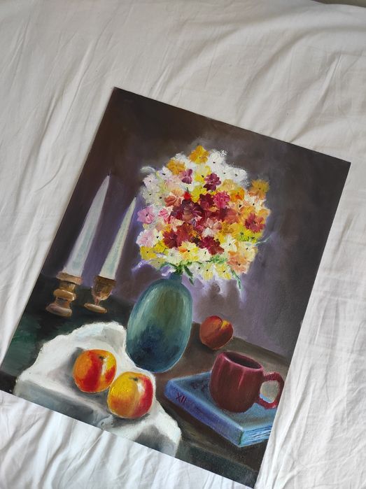 Картина маслом, натюрморт, цветы, живопись