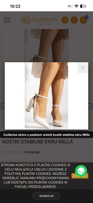 Czółenka ślubne lub nie. Butdam Milla ecru 24.5cm